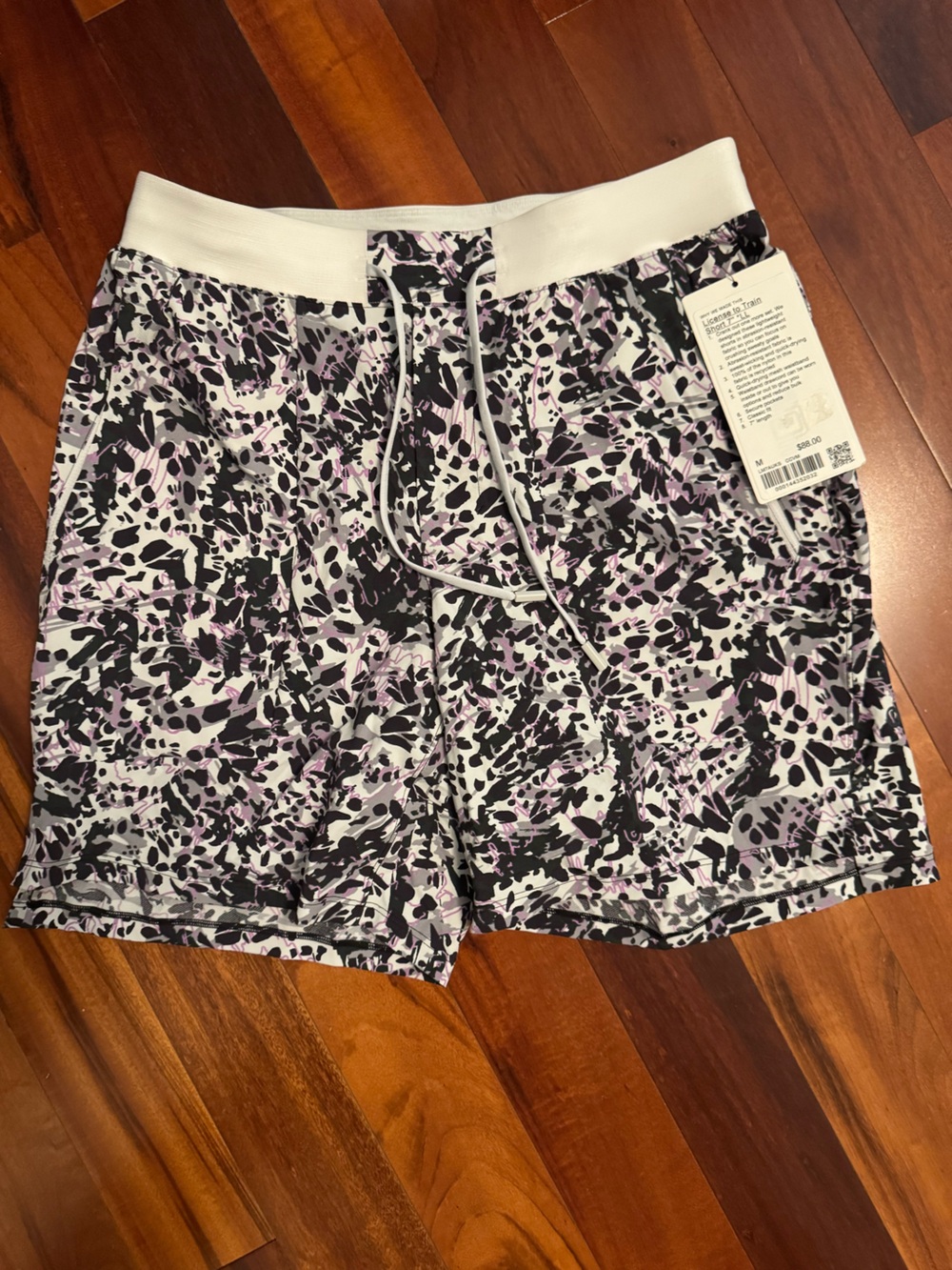lululemon athletica Black, White & Light Purple Athletic Shorts